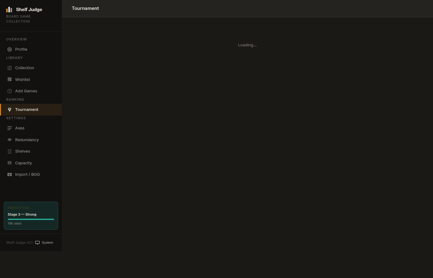 Tournament setup with quick presets